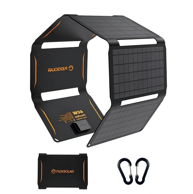 Main image of 40W Foldable Solar Panel Charger, USB-C USB-A & DC Outputs | Waterproof portable solar charger for camping, hiking, backpacking; works with phones, power banks and tablets