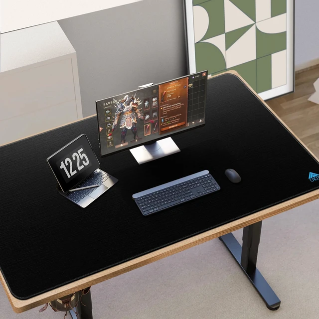 Alt view image 7 of 7 - 63"x31.5" Super Large Gaming Mouse Pad, Huge Computer Desk Mat, Black | Oversized Giant Non-Slip Rubber Base Full Desk Keyboard Mouse Mat Premium Textured Surface Anti-Fray Stitched Edges for Gamer