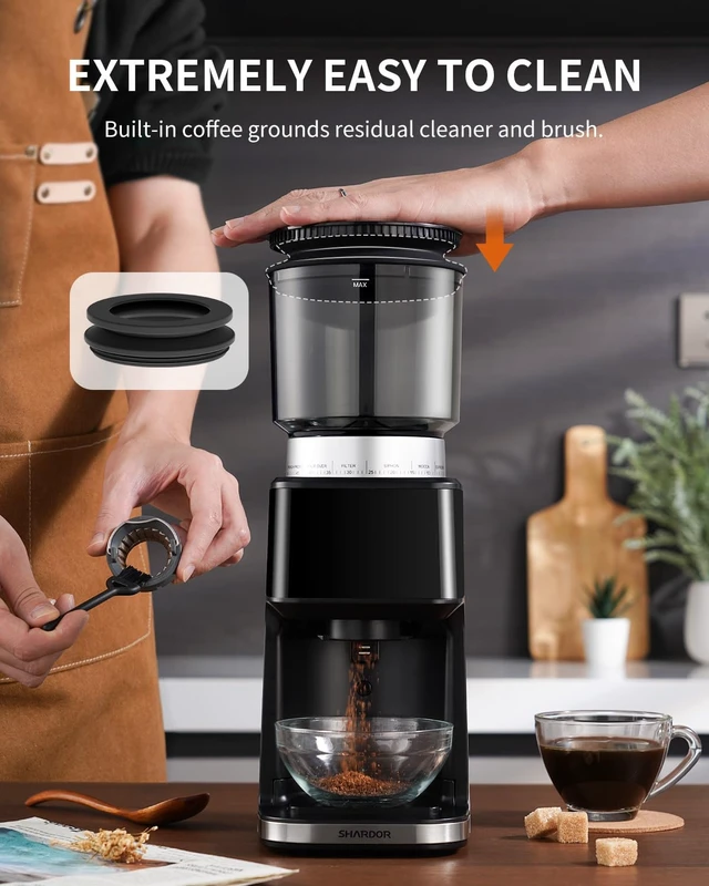 Alt view image 6 of 7 - Conical Burr Espresso Coffee Grinder Electric with Precision Timer 2.0, Touchscreen Adjustable Burr Mill with 51 Precise Settings for Home Use, Anti-static, Stainless Steel