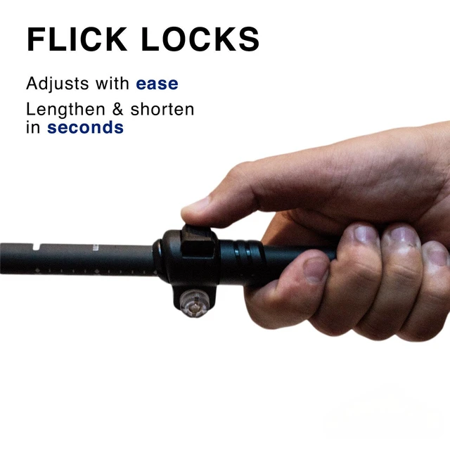 Alt view image 5 of 7 - Ultra Strong Trekking, Walking, and Hiking Poles - Collapsible, Lightweight, Quick Locking, Weather-Resistant and Ultra Durable (2-Pack) (Black, EVA Foam, Ultra Strong Poles)