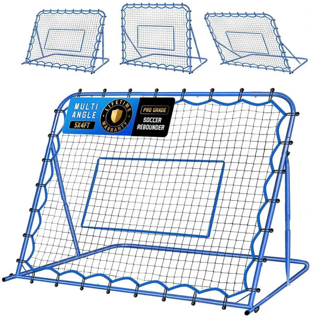 Main image of 5x4FT Soccer Baseball Rebounder Net, Volleyball Softball Rebound Pitch Back | Quick-Switch Angle Soccer Net Training for Control, Passing Practice