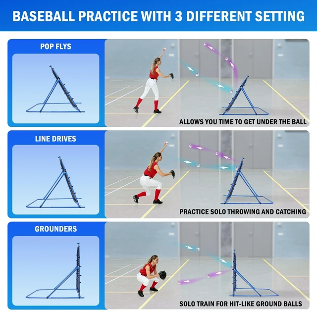 Alt view image 3 of 7 - 5x4FT Soccer Baseball Rebounder Net, Volleyball Softball Rebound Pitch Back | Quick-Switch Angle Soccer Net Training for Control, Passing Practice