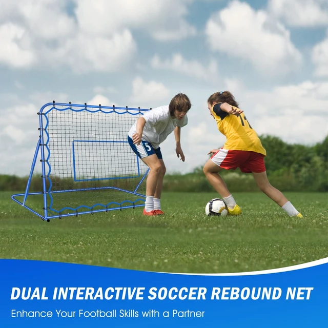 Alt view image 5 of 7 - 5x4FT Soccer Baseball Rebounder Net, Volleyball Softball Rebound Pitch Back | Quick-Switch Angle Soccer Net Training for Control, Passing Practice