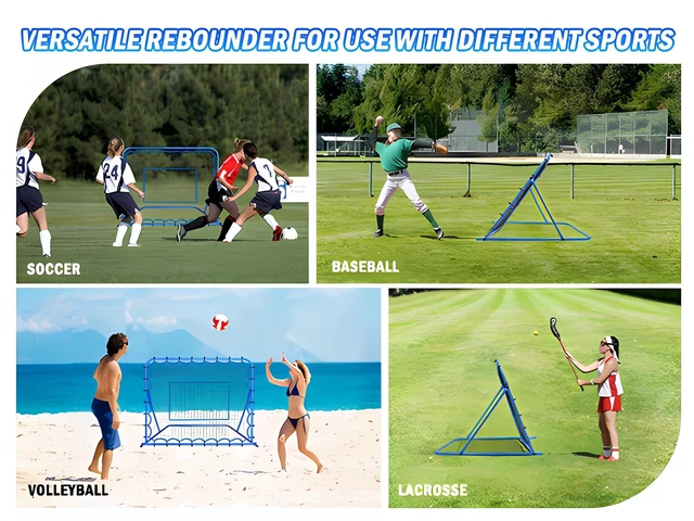 Alt view image 7 of 7 - 5x4FT Soccer Baseball Rebounder Net, Volleyball Softball Rebound Pitch Back | Quick-Switch Angle Soccer Net Training for Control, Passing Practice