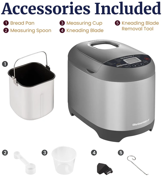 Alt view image 7 of 7 - 2 Lb Programmable Bread Maker, 3 Sizes, 19 Presets, Stainless | Gluten-Free, Dough & Jam, Delay Timer, EBM8103SS