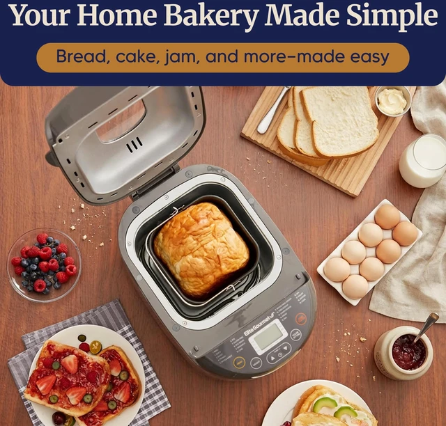 Alt view image 6 of 7 - 2 Lb Programmable Bread Maker, 3 Sizes, 19 Presets, Stainless | Gluten-Free, Dough & Jam, Delay Timer, EBM8103SS