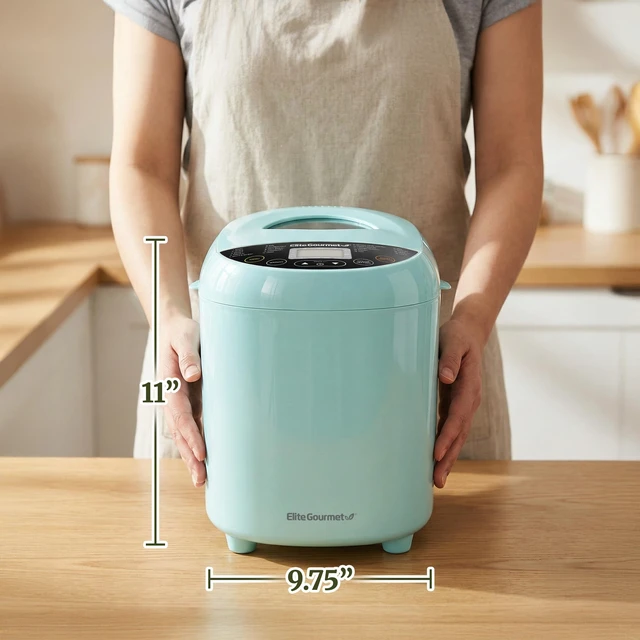Alt view image 4 of 7 - 2 Lb Programmable Bread Maker, 3 Sizes, 19 Presets, Mint | Gluten-Free, Dough & Jam, Delay Timer, EBM8103M