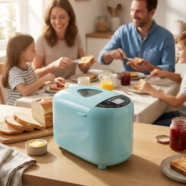 Alt view image 3 of 7 - 2 Lb Programmable Bread Maker, 3 Sizes, 19 Presets, Mint | Gluten-Free, Dough & Jam, Delay Timer, EBM8103M