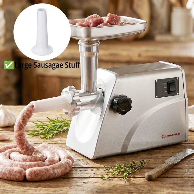 Alt view image 5 of 7 - SM-G33 Electric Meat Grinder - 1HP 800W Max Power - ETL Stainless Steel Meat Grinder Mincer Sausage Stuffer, Stainless Steel Blade and Plates and 1 Sausage Maker