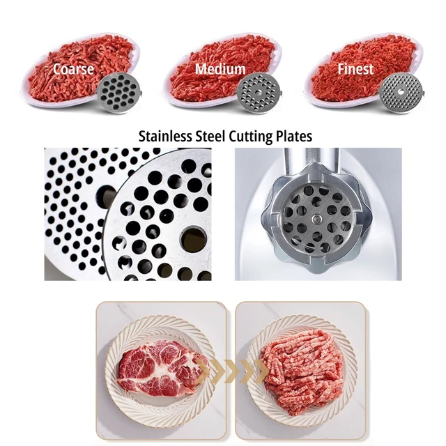 Alt view image 7 of 7 - SM-G33 Electric Meat Grinder - 1HP 800W Max Power - ETL Stainless Steel Meat Grinder Mincer Sausage Stuffer, Stainless Steel Blade and Plates and 1 Sausage Maker