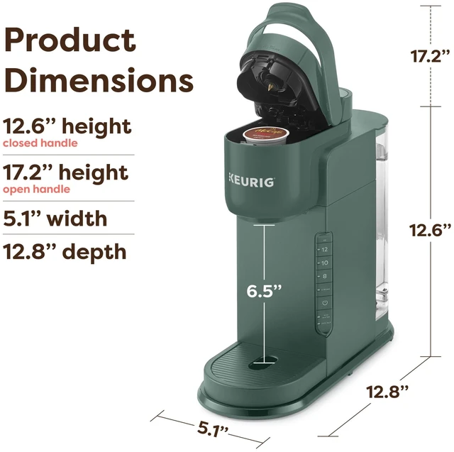 Alt view image 6 of 6 - K-Express Single Serve K-Cup Pod Coffee Maker, Evergreen | 3 Brew Sizes, 42oz Removable Reservoir, Strong Brew Button Feature, Travel Mug Friendly, Works with All K-Cup Pods