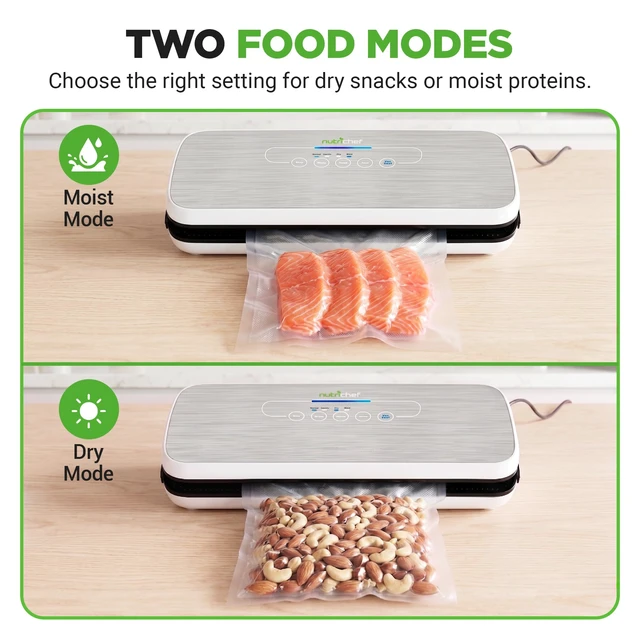 Alt view image 3 of 7 - Food Vacuum Sealer Machine - Automatic Air Sealing System for Dry & Moist Foods, LED Touch Controls, Includes Vacuum Bags, Hose & Wine Stopper, High Suction Power, 14"x6"x3", Silver
