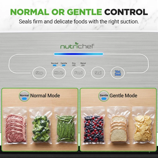 Alt view image 4 of 7 - Food Vacuum Sealer Machine - Automatic Air Sealing System for Dry & Moist Foods, LED Touch Controls, Includes Vacuum Bags, Hose & Wine Stopper, High Suction Power, 14"x6"x3", Silver