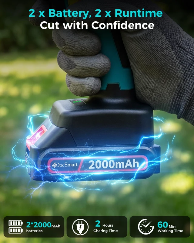 Alt view image 5 of 7 - 8 inch Electric Mini Chainsaw for Wood Cutting, 1000W Brushless Motor | Portable Battery Chain saw with 2 Batteries, Handheld Chain Saw for Pruning Small Trees, Gifts for Men