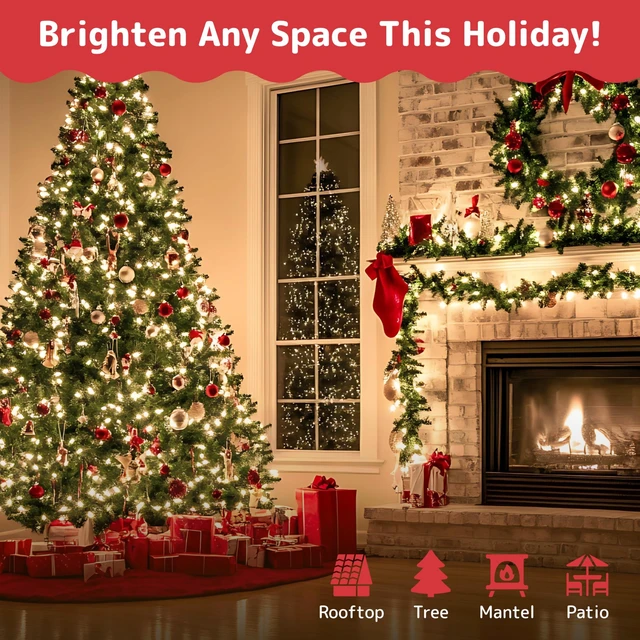Alt view image 2 of 7 - 500 Count Clear Christmas Tree Lights with Green Wire - 100 ft Warm White Twinkle Lights for Indoor or Outdoor Use - Holiday Fairy String Lights for Christmas Trees or Patios