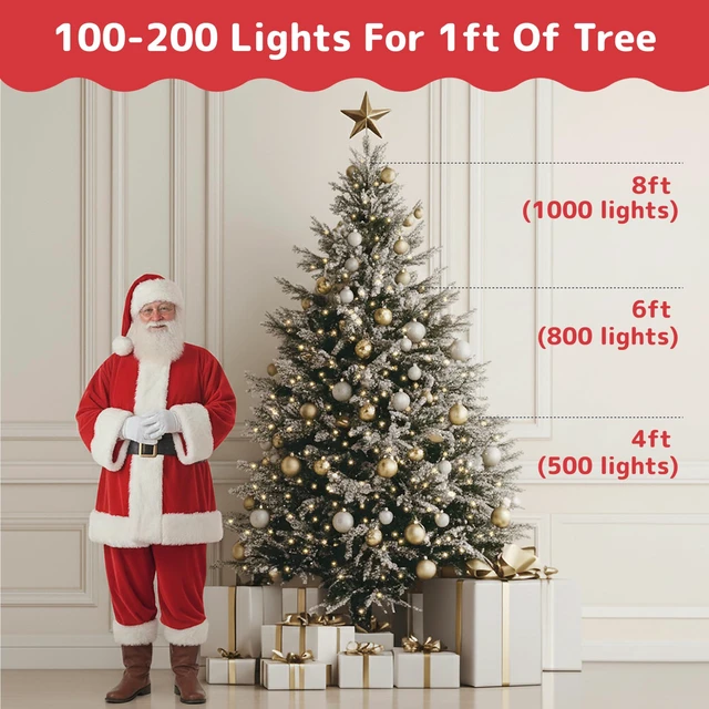 Alt view image 7 of 7 - 500 Count Clear Christmas Tree Lights with Green Wire - 100 ft Warm White Twinkle Lights for Indoor or Outdoor Use - Holiday Fairy String Lights for Christmas Trees or Patios