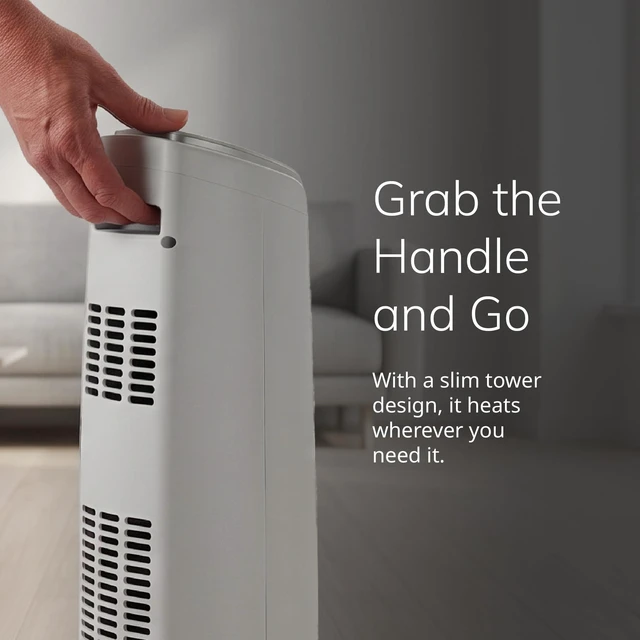 Alt view image 6 of 7 - Oscillating Ceramic Tower Space Heater - 23 - 5775 - White | For Home, Thermostat, Built-In Handle, 7-Hour Auto Off Timer, Cool Touch Housing, Overheat Protection, Timer, 1500W