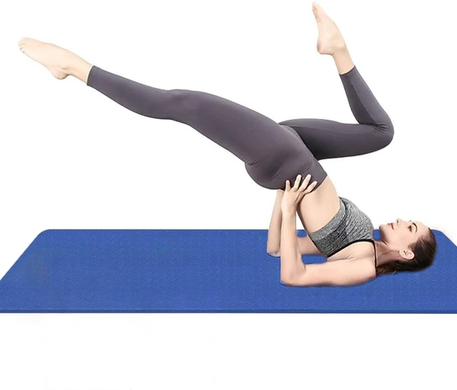 Alt view image 2 of 7 - Extra Thick TPE Yoga Mat - 72"x 32" Thickness 1/2 Inch -Eco Friendly- With High Density Anti-Tear Exercise Mats For Home Gym Travel & Floor Outside (Blue)