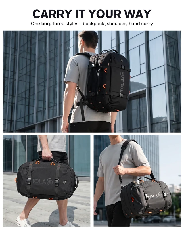 Alt view image 2 of 7 - Travel Backpack 40-50L, 16" Laptop Carry On Duffle for Travel Work | 40-50L Expandable, TSA Approved 180° Open, 3L Wet-Dry Pocket, RPET Fabric, 3-in-1 Convertible Carry, Detachable Waist Belt