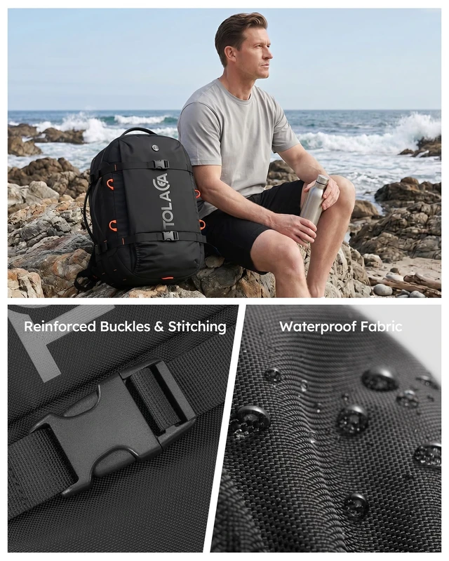 Alt view image 6 of 7 - Travel Backpack 40-50L, 16" Laptop Carry On Duffle for Travel Work | 40-50L Expandable, TSA Approved 180° Open, 3L Wet-Dry Pocket, RPET Fabric, 3-in-1 Convertible Carry, Detachable Waist Belt