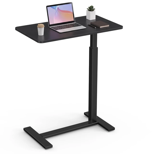Main image of Small Rolling Standing Desk on Wheels Adjustable Height | Mobile Portable Rolling Laptop PC Table, Computer Workstation for Home Office Small Space, 19 Inch, Modern Black