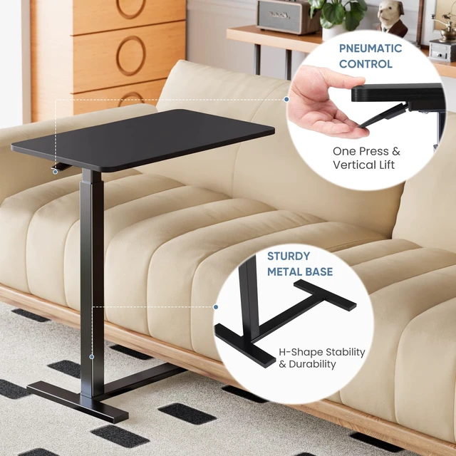 Alt view image 4 of 7 - Small Rolling Standing Desk on Wheels Adjustable Height | Mobile Portable Rolling Laptop PC Table, Computer Workstation for Home Office Small Space, 19 Inch, Modern Black