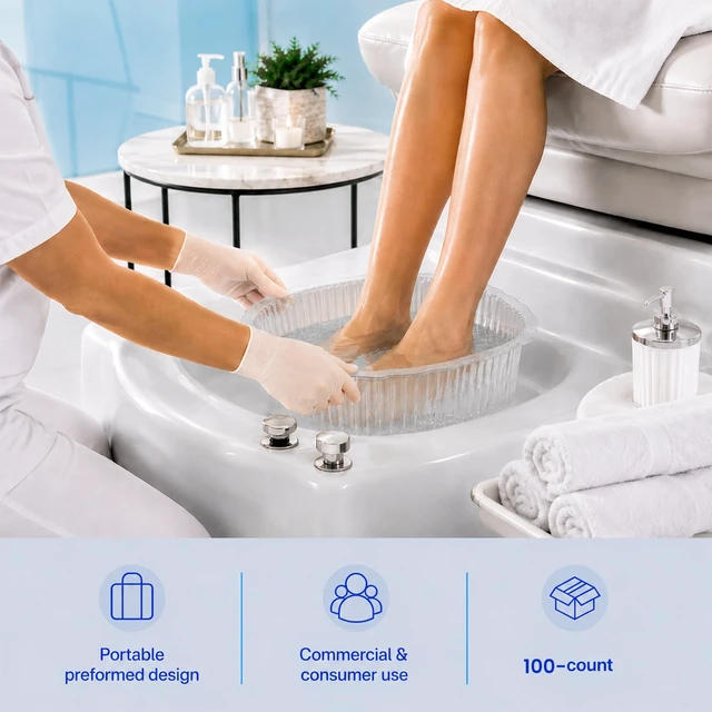 Alt view image 6 of 6 - ForPro Universal Pedi Bath Liners, 100-Count, Clear | 50% Thicker Disposable Pedicure Foot Tub Liners for Foot Spa Basins & Foot Bath Soaks | Fit Footsie Bath