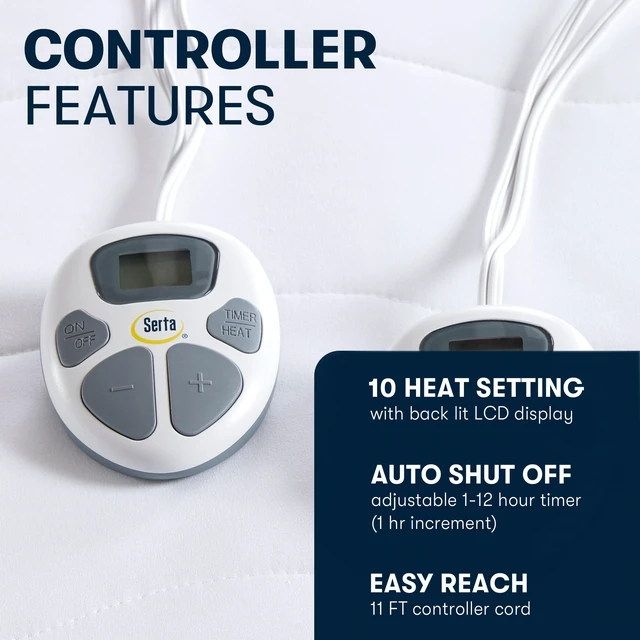 Alt view image 5 of 6 - Heated Mattress Pad with Deep Pocket & Dual Controller Queen | Electric Mattress Pad with Soft Surface, 10 Heat Settings & Auto Shut Off , Fits Up to 17", ETL Certified & Machine Washable