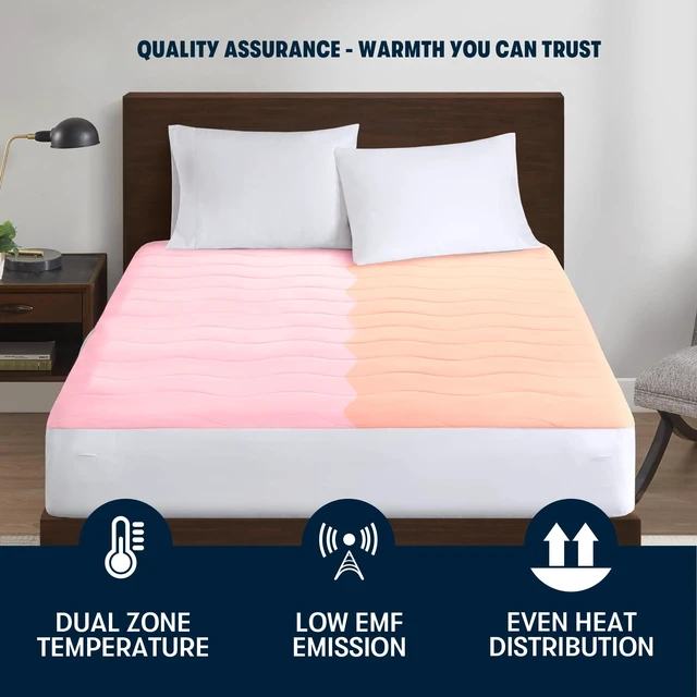 Alt view image 3 of 6 - Heated Mattress Pad with Deep Pocket & Dual Controller Queen | Electric Mattress Pad with Soft Surface, 10 Heat Settings & Auto Shut Off , Fits Up to 17", ETL Certified & Machine Washable