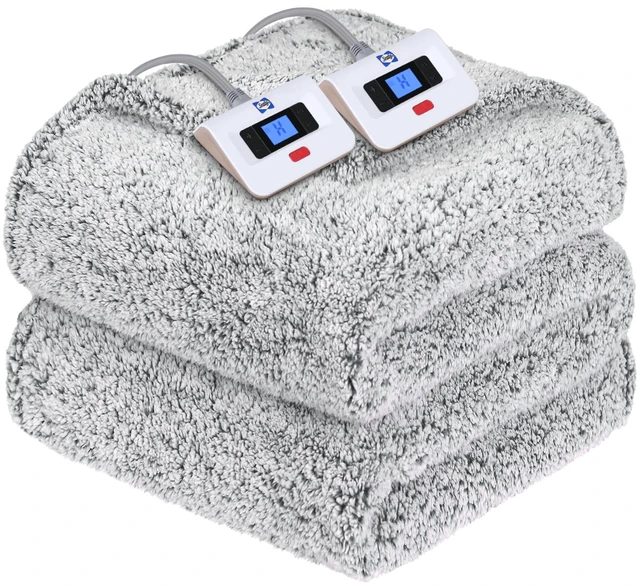 Main image of Electric Blanket Queen Size Dual Control with 10 Heat Levels Charcoal | Heated Blanket with 1 to 12 Hours Auto-Off Settings Over-Heated Protection Machine Washable