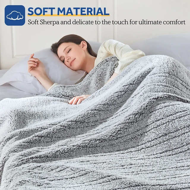 Alt view image 3 of 7 - Electric Blanket Queen Size Dual Control with 10 Heat Levels Charcoal | Heated Blanket with 1 to 12 Hours Auto-Off Settings Over-Heated Protection Machine Washable