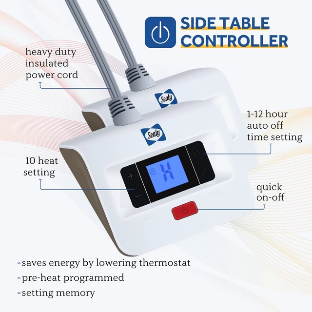 Alt view image 5 of 7 - Electric Blanket Queen Size Dual Control with 10 Heat Levels Charcoal | Heated Blanket with 1 to 12 Hours Auto-Off Settings Over-Heated Protection Machine Washable