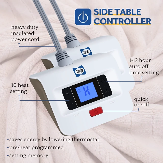 Alt view image 5 of 7 - Electric Blanket King Size Dual Control Flannel Auto Shutoff, Beige | Heated Blanket King Size 10 Heat Levels & 1-12H Auto Shutoff, Fast Heating & Overheat Protection, ETL, Machine Wash, 90X100