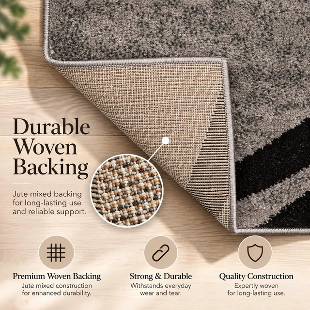 Alt view image 5 of 7 - Wavy Circles Fade-Resistant Living Room Area Rug Gray 5'3" x 7'3" | Rectangular, Size 5'3" x 7'3", Bedroom, Dining Room, Home Office, Kitchen, Entryway, Hallway, Nursery, Kids Room, Guest Room
