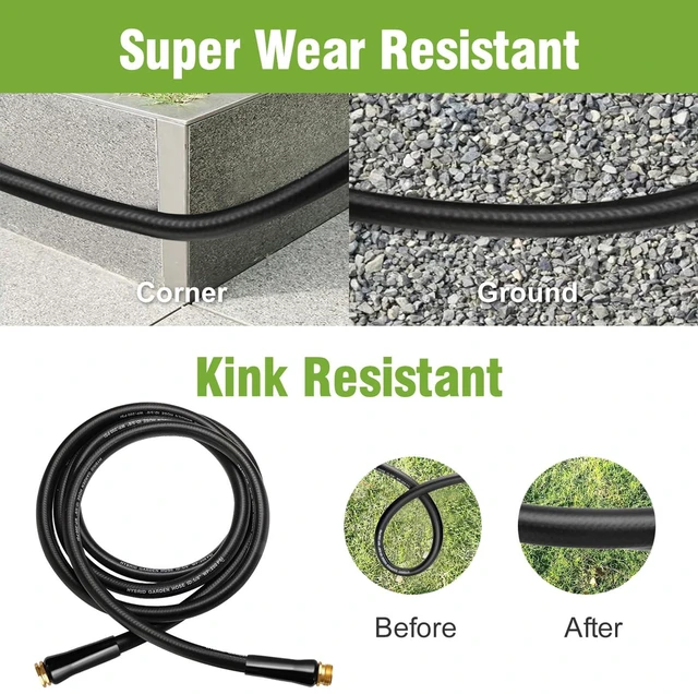 Alt view image 7 of 7 - Garden Hose 5/8 x 200 ft for Large Yard, Leak-Free Flexible | Long 200 ft reach, lightweight easy carry, kink-free coils fast, crush-resistant brass fittings, all-weather, no memory