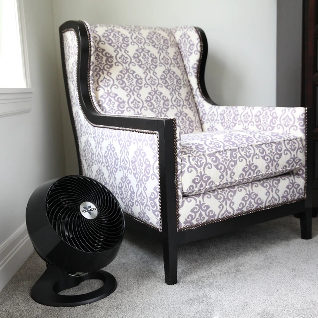 Alt view image 7 of 7 - 660 Large Air Circulator Fan, 4 Speed, Adjustable Tilt, Black | Whole Room Air Circulator, Chrome Glide Bar, Quiet Cooling for Bedroom, Office, Dorm Room