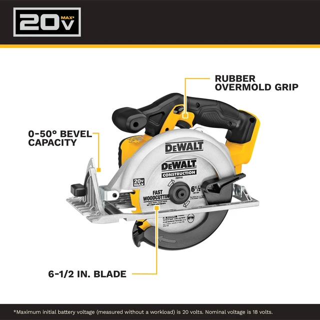 Alt view image 3 of 7 - 20V MAX Circular Saw Cordless, Battery Not Included (DCS391B)