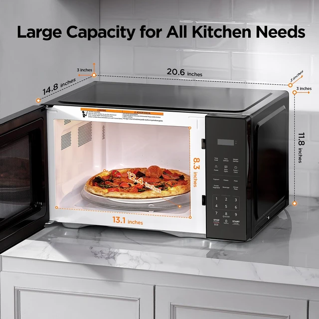 Alt view image 4 of 7 - Countertop Microwave Oven, 1.1 Cu.Ft,1000W,Child Safety,Black | 6 One-Touch Presets, Express Cooking, 10 Power Levels, Child Safety Lock, for Apartments & Dorms