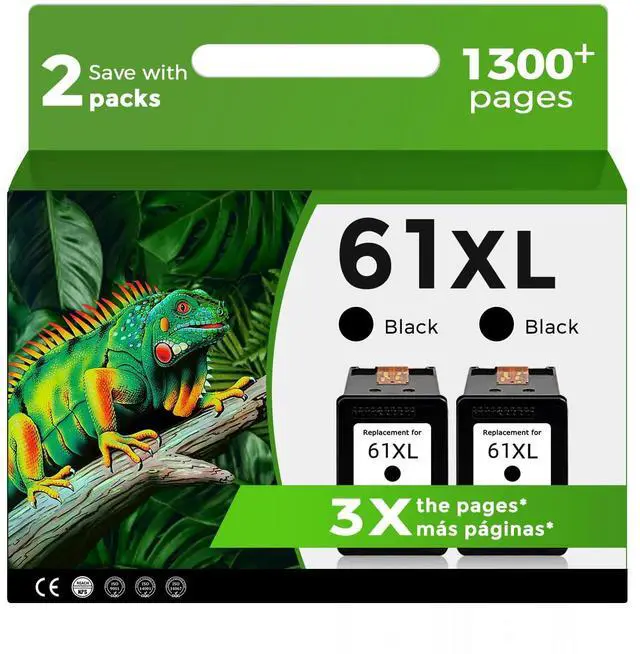 Main image of 61XL Black Ink Cartridge Compatible for HP Ink 61 XL HP61 HP61XL 5530 4500 | Replacement for 2620 4630 2540 4502 3050 1510 4632 4501 2542 2514 3510 4635 3050a 5535 1000 1010 1512 Printer ( 2-Pack)