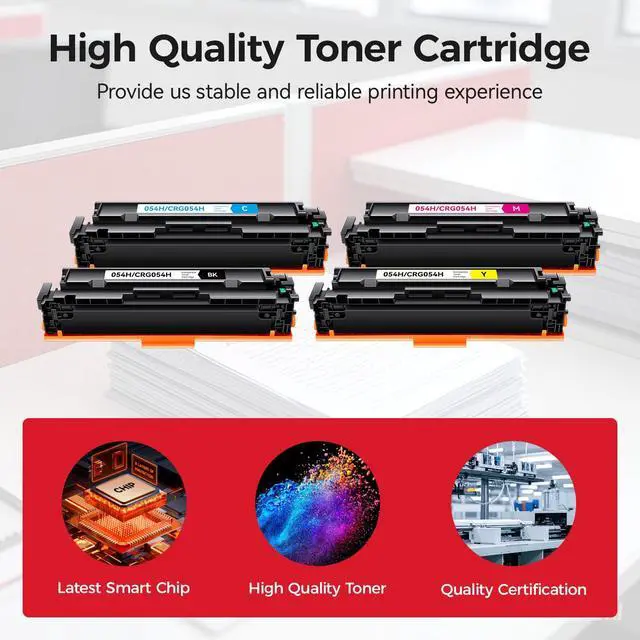 Alt view image 4 of 6 - 054H Toner Cartridge Set with Chip 4 Pack High Yield - Replacement for Canon 054 054H Toner - Compatible for Canon MF644Cdw LBP622Cdw MF642Cdw MF641Cdw MF641Cw Printer - Black Cyan Magenta Yellow
