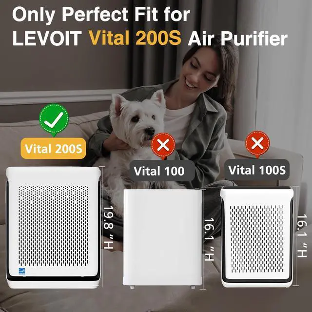 Alt view image 3 of 7 - ViewSonic Vital 200S Replacement Filter for LEVOIT Vital 200S Air Purifier | 3-In-1 Vital 200S-P Filter with High-Efficiency Activated Carbon, for Smoke, Odor, Dust, Vital 200S-RF, White, 2 Pack