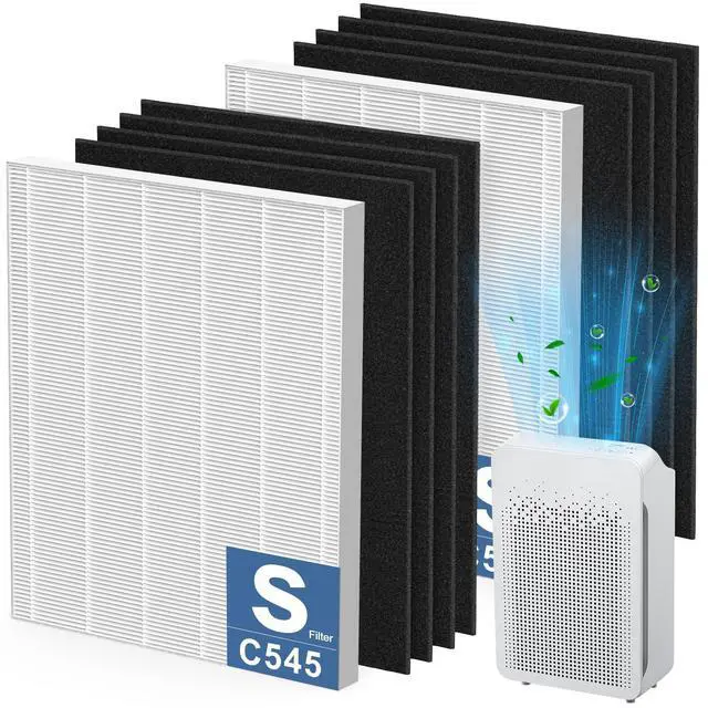 Main image of 2 Pack C545 Replacement Filter S Compatible with Winix C545 Air Purifier | Replaces Part 1712-0096-00 and 2522-0058-00, 2 Main Filter + 8 Activated Carbon Filters
