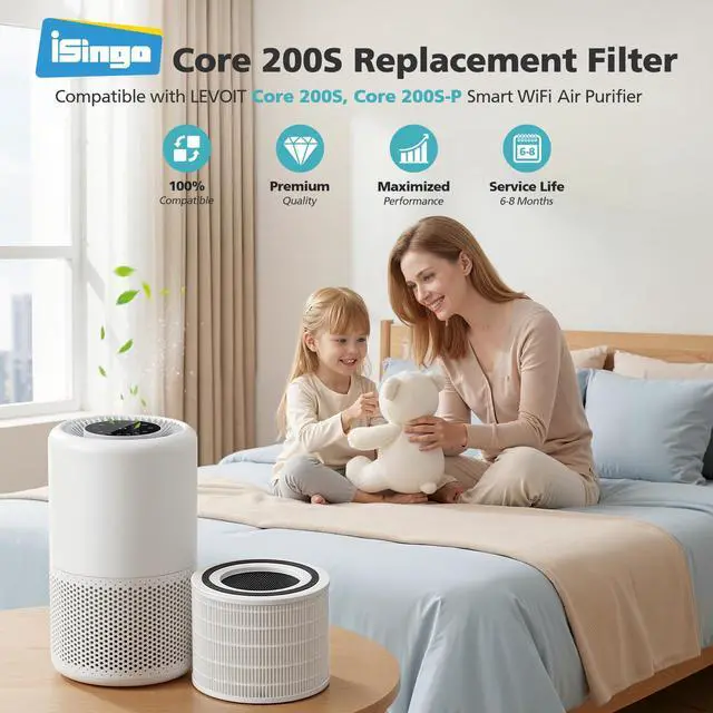 Alt view image 3 of 7 - Core 200S Replacement Filter for LEVOIT Core 200S-P Smart WiFi Air PuriFier | Compare Part#Core 200S-RF, Core 200S-P, for LEVOIT Core 200S Replacement Filter, 2 Pack