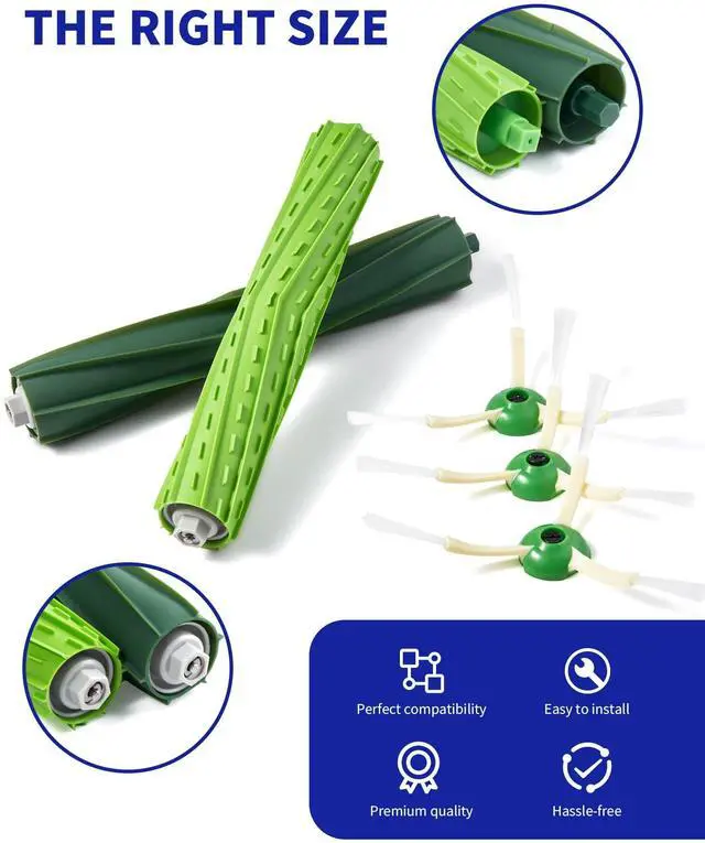 Alt view image 3 of 7 - Replacement Parts & Accessories for iRobot E, I & J Series, Combo i5, j5 Series Robot Vacuum, Dual Multi-Surface Rubber Brushes & 3 HEPA Filter & 3 Edge-Sweeping Brushes