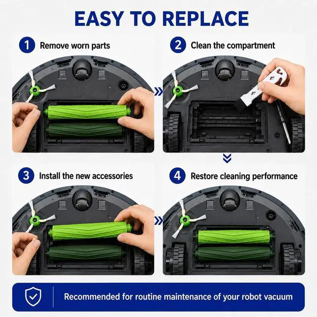 Alt view image 7 of 7 - Replacement Parts & Accessories for iRobot E, I & J Series, Combo i5, j5 Series Robot Vacuum, Dual Multi-Surface Rubber Brushes & 3 HEPA Filter & 3 Edge-Sweeping Brushes