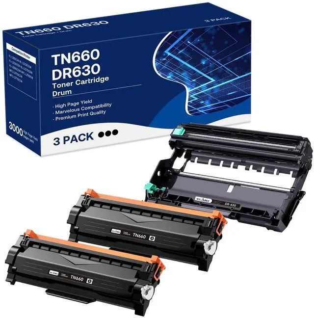Main image of ViewSonic Compatible Toner Cartridge & Drum Unit Replacement for Brother TN660 TN-660 TN630 DR630 Work with HL-L2300D HL-L2360DW DCP-L2520DW MFC-L2700DW MFC-L2740DW Printer (Black, 3 Pack)