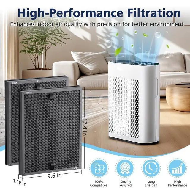 Alt view image 7 of 7 - 4 Pack HAP602 Replacement Filters for ECOSELF HAP602/HAP602WF Air Purifier | 3-IN-1 HAP602 Hepa Filter Replacement, High-Efficient Filtration with Activated Carbon