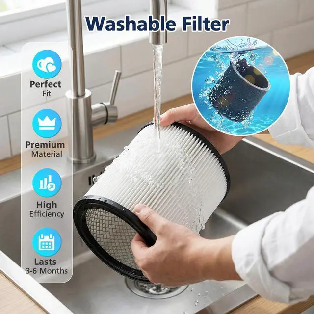 Alt view image 7 of 7 - 90304 Replacement Filter Fit for Shop-Vac 90304 90350 90333 Replacement | for Most Wet/Dry Vacuum Cleaners 5 Gallon and Above, Compare to Part No.90304, 90585 (2+2+4+1)