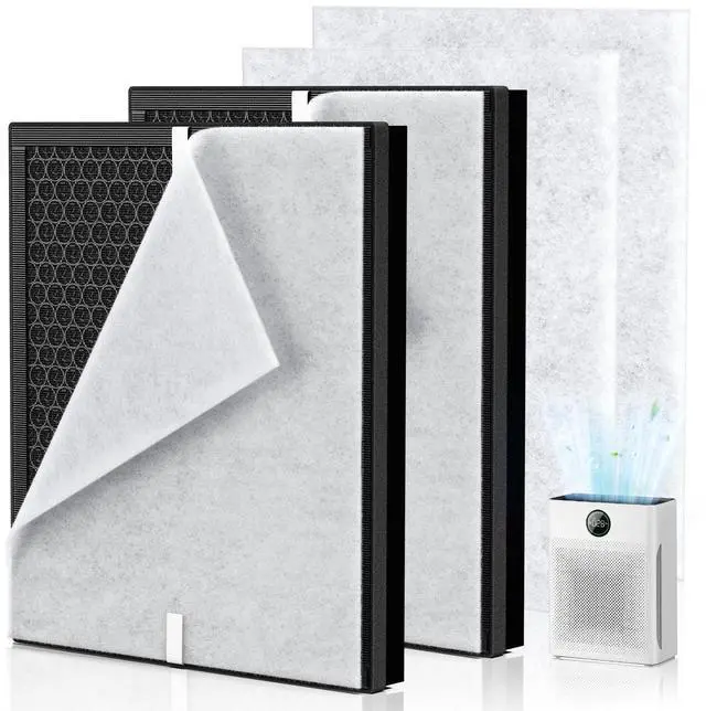Main image of PR1 Replacement Filter for Mooka PR1 Air Purifier for Home Large Room | 3-in-1 2 Pack Efficient Particulate & Activated Carbon with 4 Washable Non-woven Fabric PR1 Filter for Pet Dander, Somke