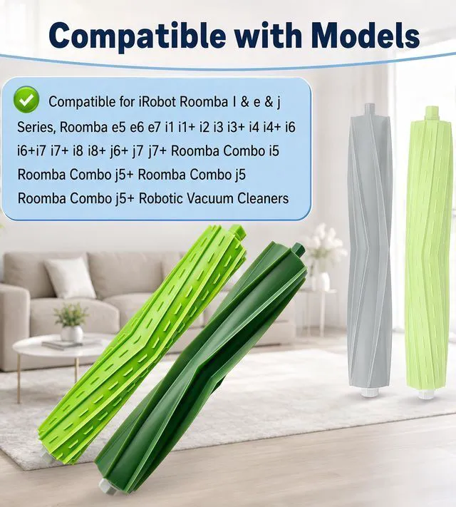 Alt view image 2 of 7 - ViewSonic Replacement Rubber Roller Brushes Compatible with iRobot Roomba E & I &J Series e5 e6 e7 i1 i1+ i2 i3 i3+ i4 i4+ i6 i6+i7 i7+ i8 i8+ j6+ j7 j7+, Combo i5 i5+j5 j5+ Vacuum 2 Sets